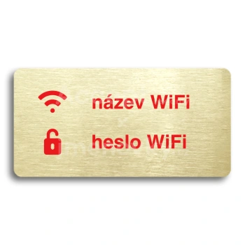 Piktogram "WiFi" - zlatá tabulka - barevný tisk bez rámečku