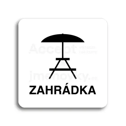 Piktogram "zahrádka III" - bílá tabulka - černý tisk bez rámečku