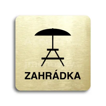 Piktogram "zahrádka III" - zlatá tabulka - černý tisk bez rámečku