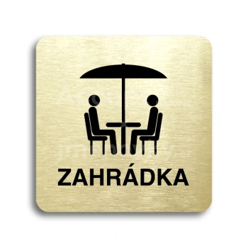 Piktogram "zahrádka IV" - zlatá tabulka - černý tisk bez rámečku