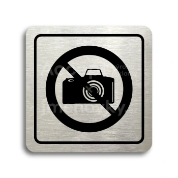 Piktogram "zákaz fotografování" - stříbrná tabulka - černý tisk