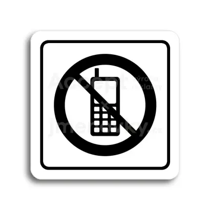 Piktogram "zákaz telefonování" - bílá tabulka - černý tisk