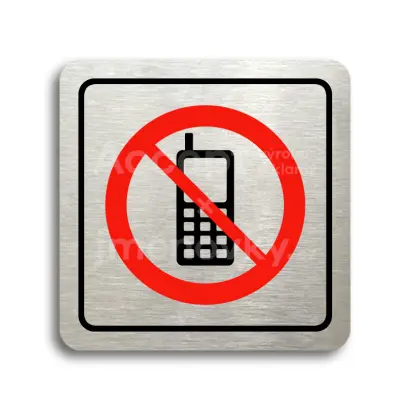 Piktogram "zákaz telefonování" - stříbrná tabulka - barevný tisk