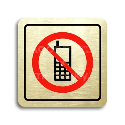 Piktogram "zákaz telefonování" - zlatá tabulka - barevný tisk