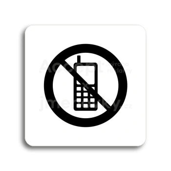 Piktogram "zákaz telefonování" - bílá tabulka - černý tisk bez rámečku