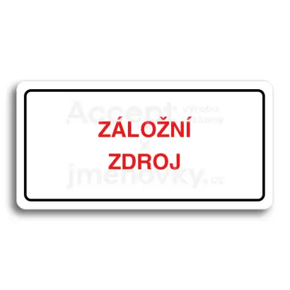 Piktogram "ZÁLOŽNÍ ZDROJ" - bílá tabulka - barevný tisk