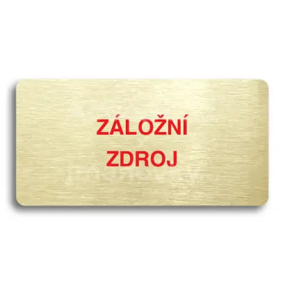 Piktogram "ZÁLOŽNÍ ZDROJ" - zlatá tabulka - barevný tisk bez rámečku