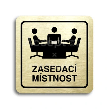 Piktogram "zasedací místnost" - zlatá tabulka - černý tisk