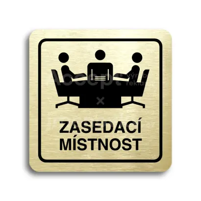 Piktogram "zasedací místnost" - zlatá tabulka - černý tisk