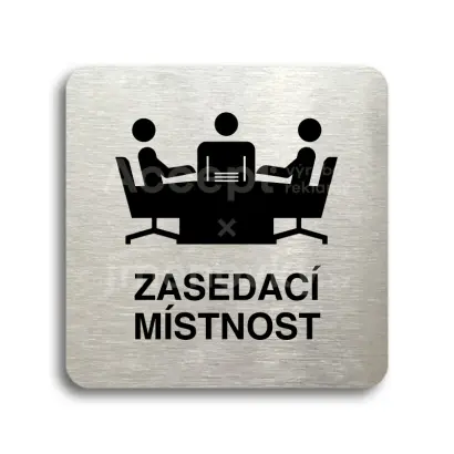 Piktogram "zasedací místnost" - stříbrná tabulka - černý tisk bez rámečku