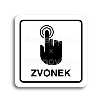 Piktogram "zvonek" - bílá tabulka - černý tisk