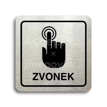 Piktogram "zvonek" - stříbrná tabulka - černý tisk