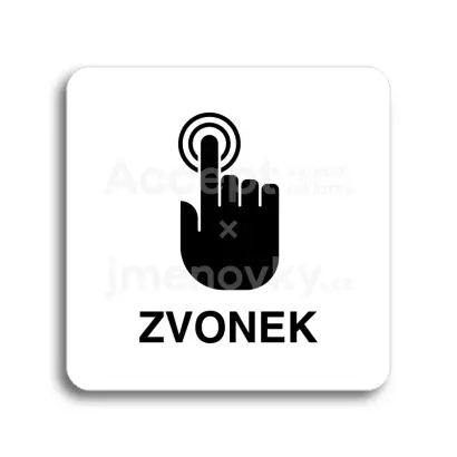 Piktogram "zvonek" - bílá tabulka - černý tisk bez rámečku