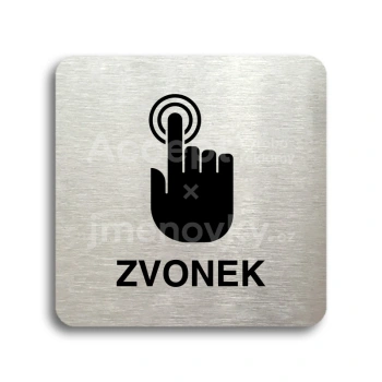 Piktogram "zvonek" - stříbrná tabulka - černý tisk bez rámečku
