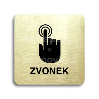 Piktogram "zvonek" - zlatá tabulka - černý tisk bez rámečku