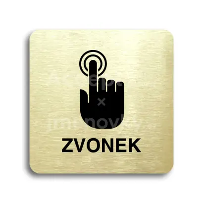 Piktogram "zvonek" - zlatá tabulka - černý tisk bez rámečku